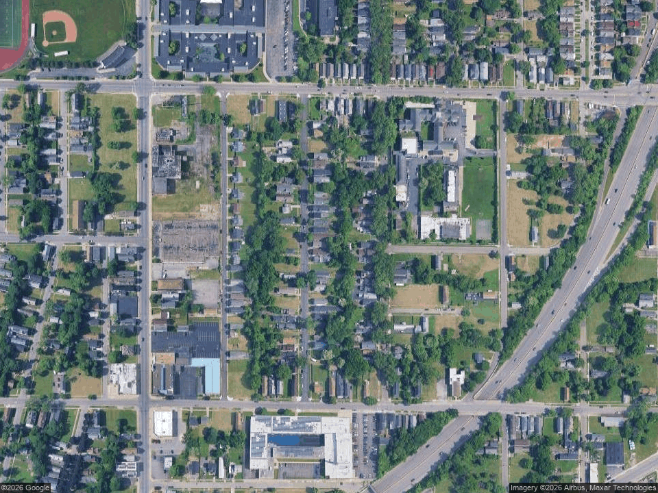 Aerial view of the multi-family home at 65 Pershing Ave, Buffalo NY