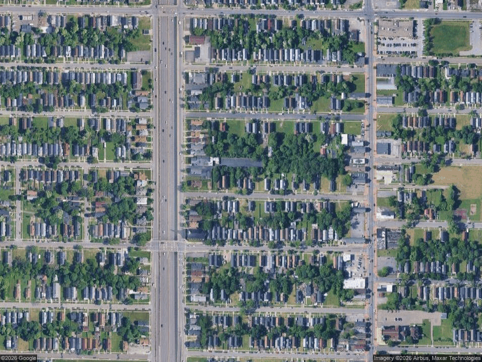 Aerial view of the two-family home at 32 Woeppel St, Buffalo NY